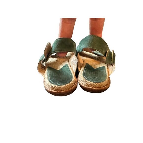 Paul Andrew Green Suede Rattan Sandals - Picture 4 of 11